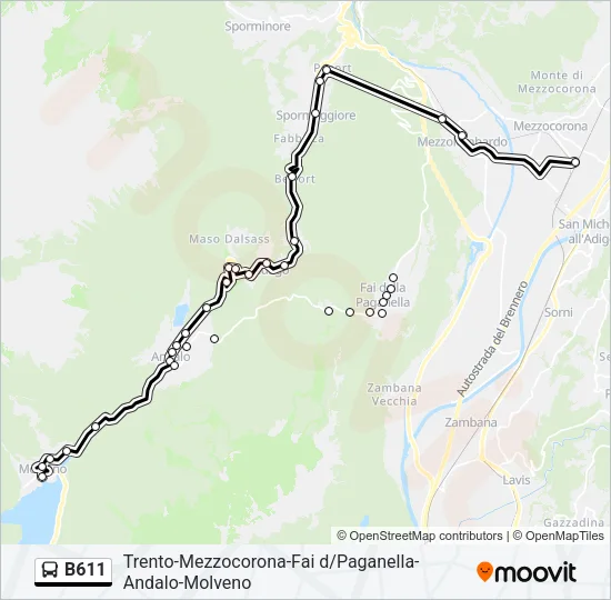 B611 Bus Line Map
