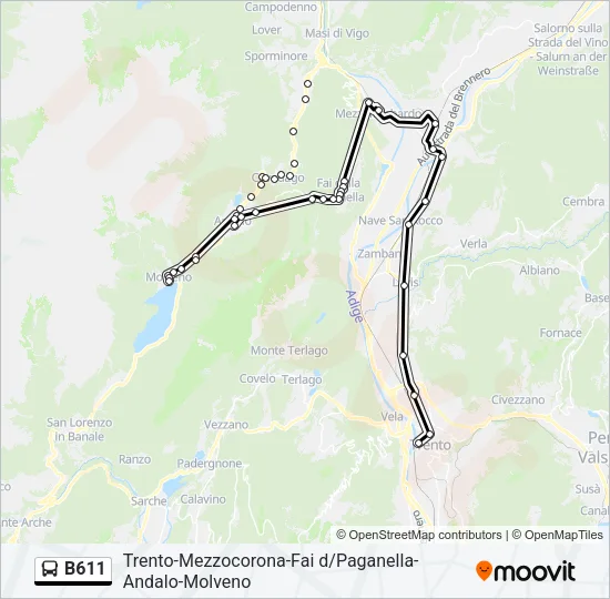 B611 Bus Line Map