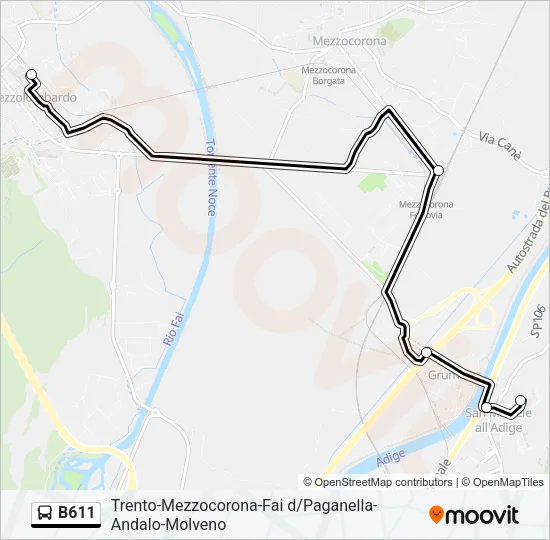 B611 Bus Line Map