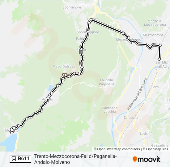 B611 Bus Line Map