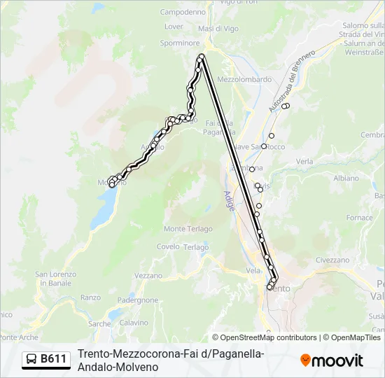 B611 Bus Line Map