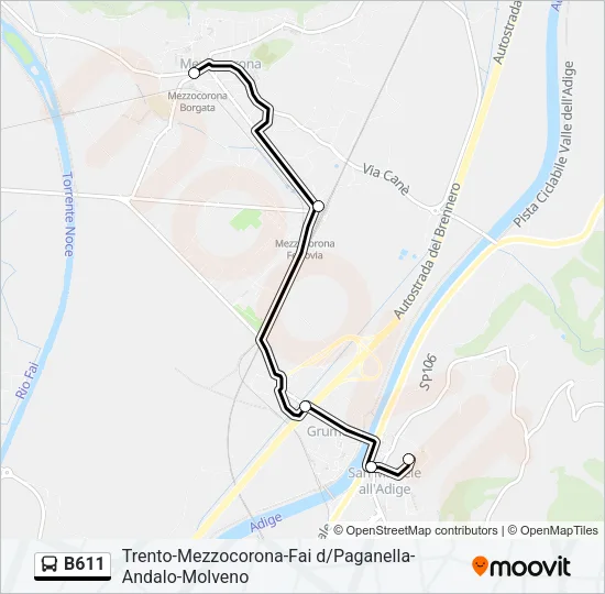 B611 Bus Line Map