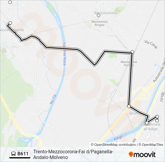 B611 Bus Line Map