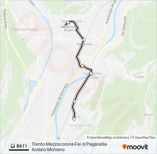 B611 Bus Line Map