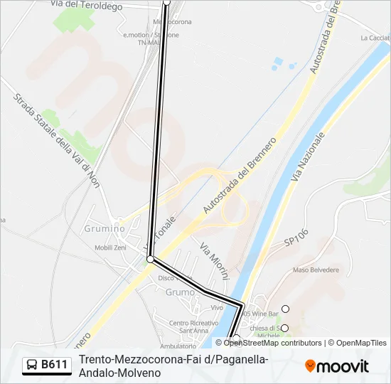 B611 Bus Line Map