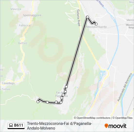 B611 Bus Line Map
