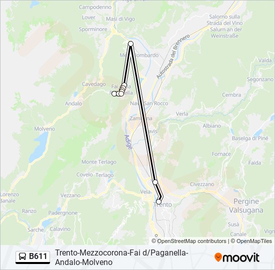 B611 bus Line Map