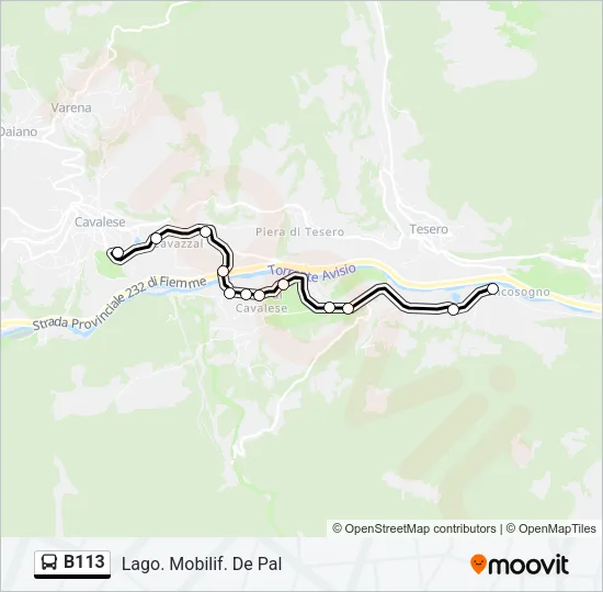 B113 Bus Line Map