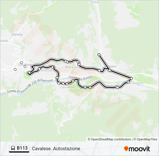 B113 Bus Line Map