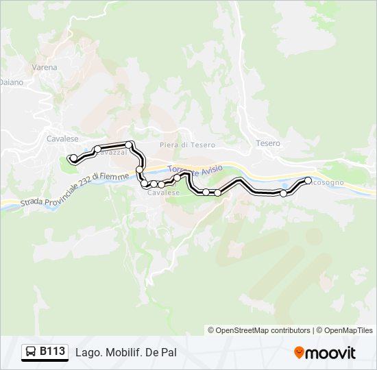 Percorso linea bus B113