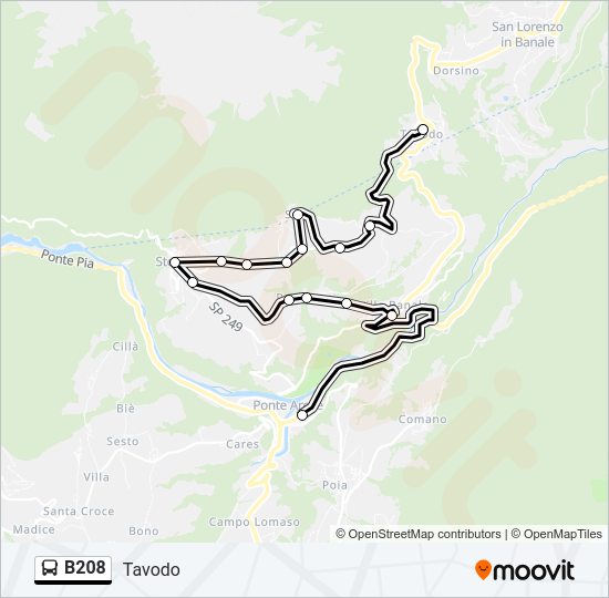 Percorso linea bus B208