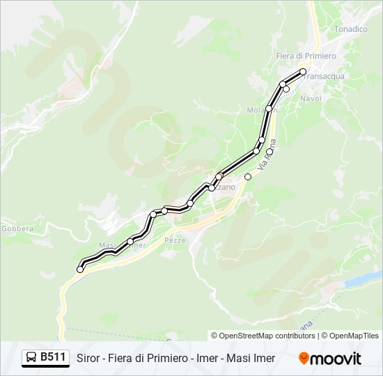 B511 bus Line Map