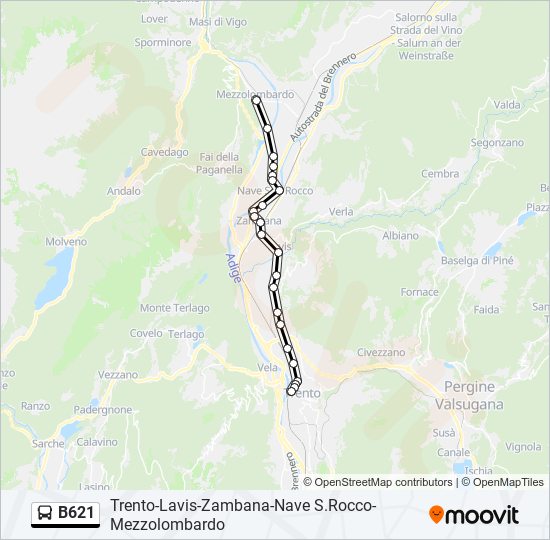 B621 bus Line Map