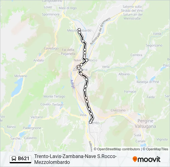B621 Bus Line Map