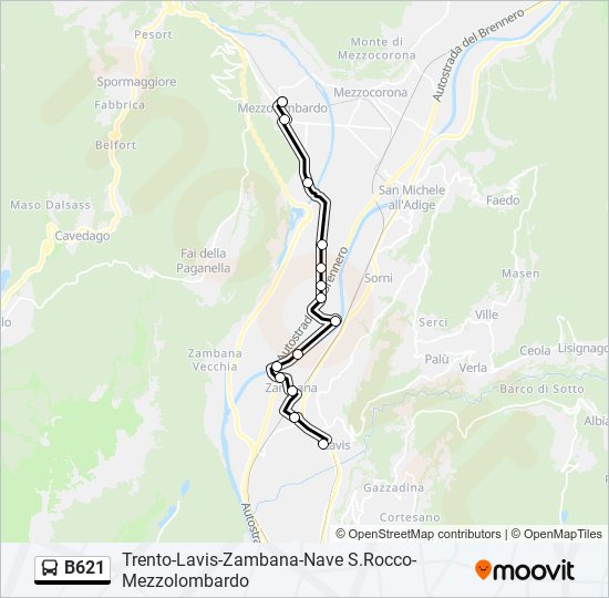 B621 bus Line Map