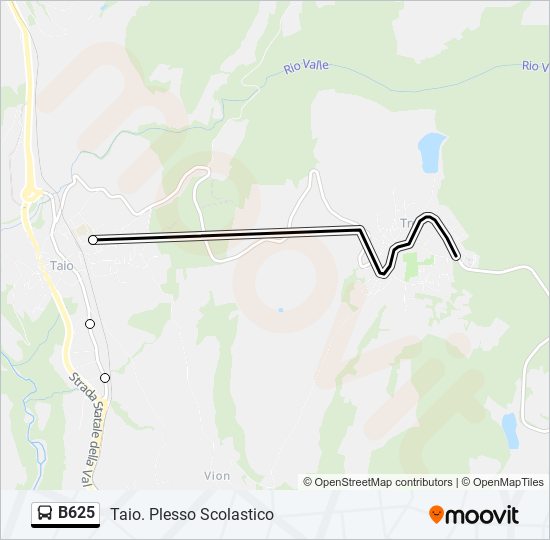 B625 bus Line Map