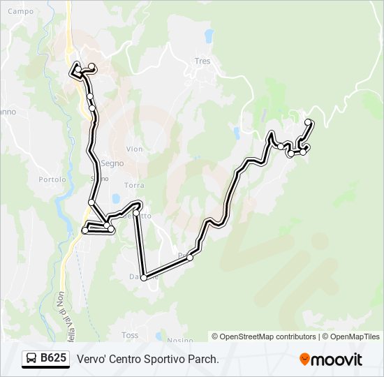 B625 bus Line Map