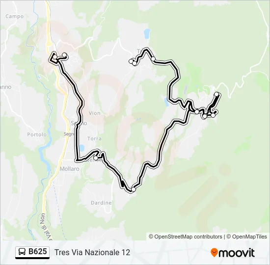 B625 Bus Line Map