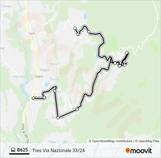 B625 Bus Line Map