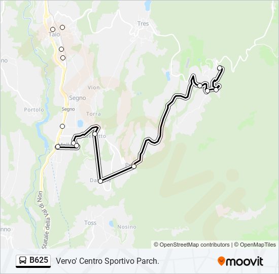 Percorso linea bus B625