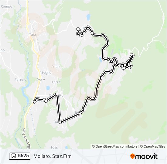 B625 bus Line Map