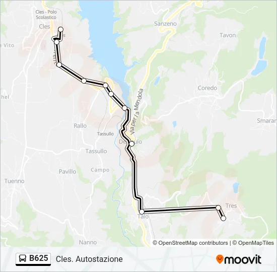 B625 Bus Line Map