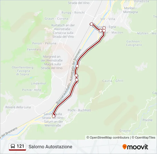 121 Bus Line Map