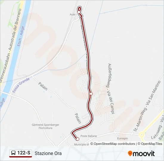 122-S Bus Line Map
