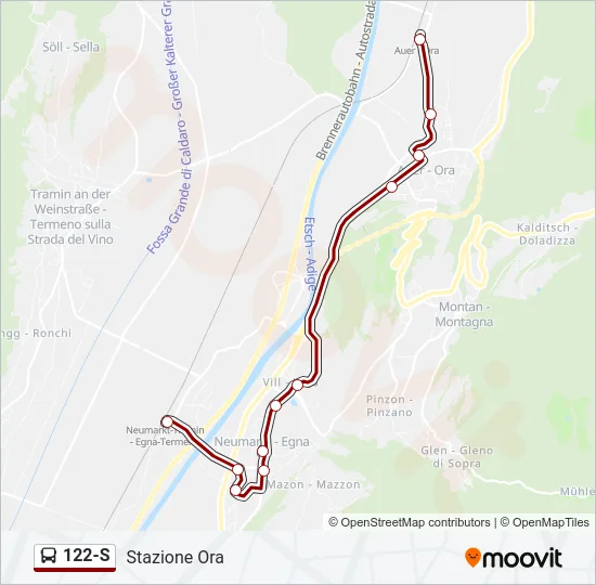 122-S Bus Line Map