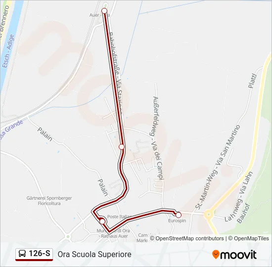 126-S Bus Line Map