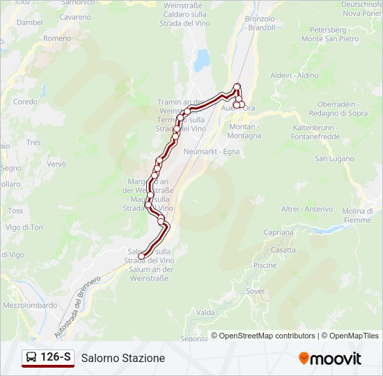Percorso linea bus 126-S