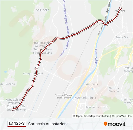 126-S Bus Line Map