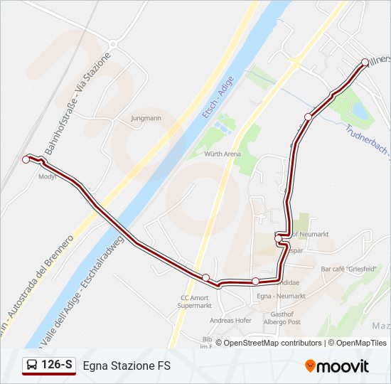 Percorso linea bus 126-S