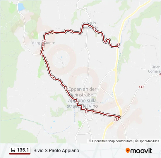 135.1 Bus Line Map