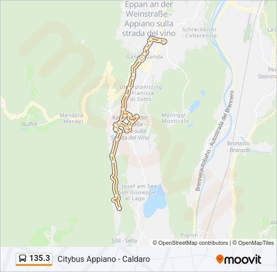 Percorso linea bus 135.3