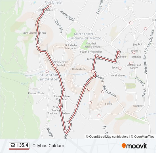 Percorso linea bus 135.4