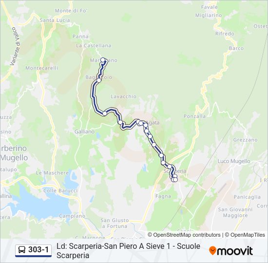 303-1 Bus Line Map