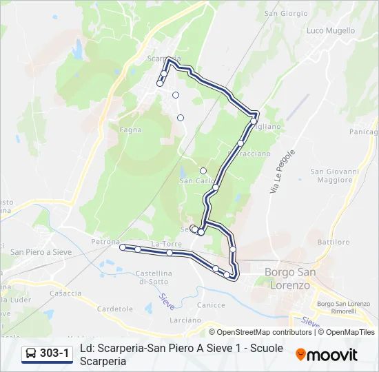 303-1 Bus Line Map
