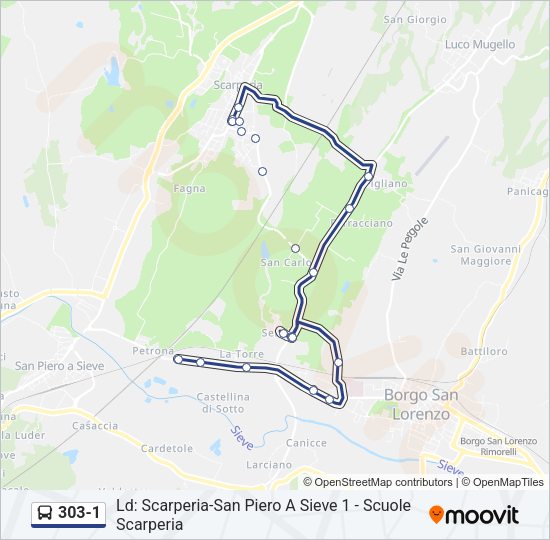 303-1 Bus Line Map