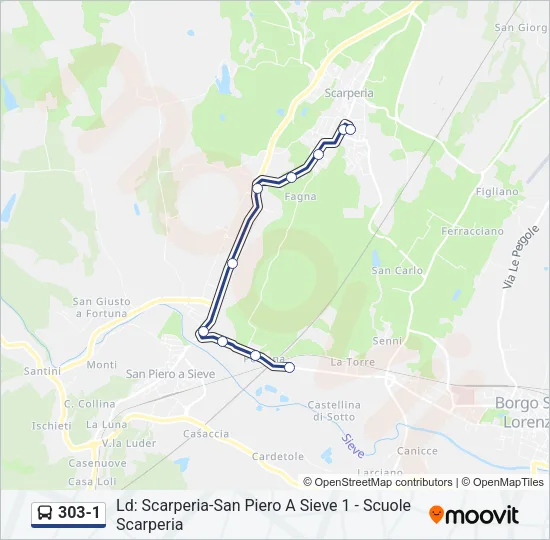 303-1 Bus Line Map