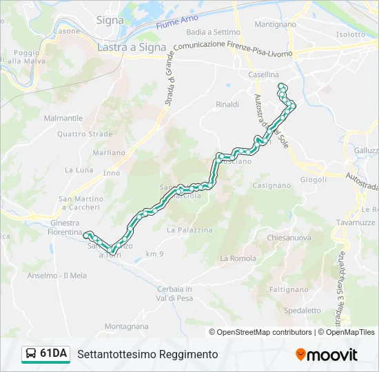 61DA Bus Line Map