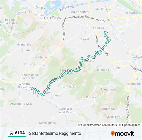 61DA bus Line Map