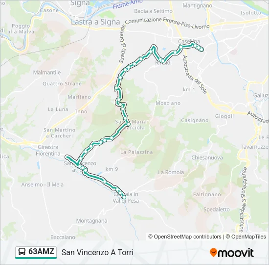 63AMZ Bus Line Map