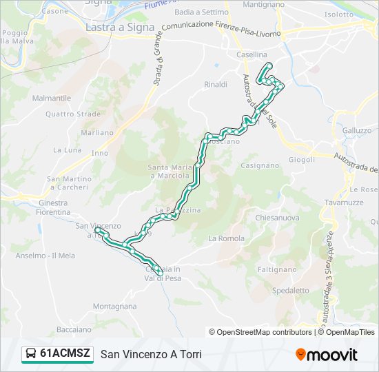 61ACMSZ bus Line Map