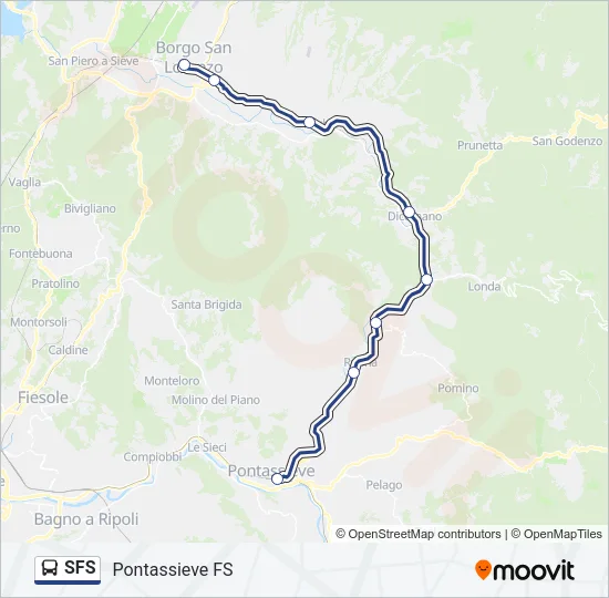 Percorso linea bus SFS
