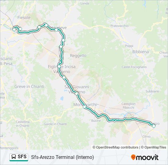 Linea sfs orari fermate e mappe Sfs Arezzo Terminal Interno