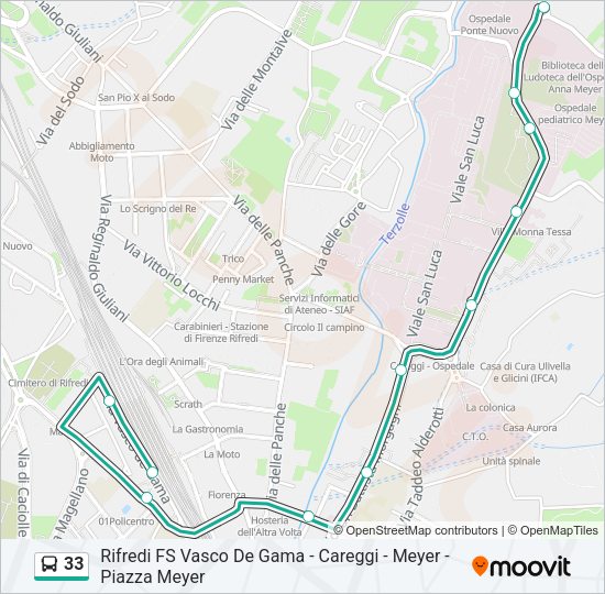 Percorso linea bus 33