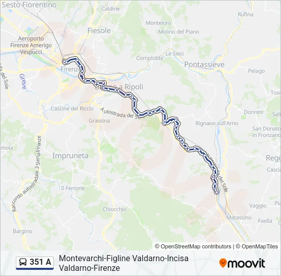 351 A Bus Line Map