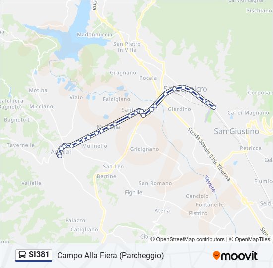 Percorso linea bus SI381