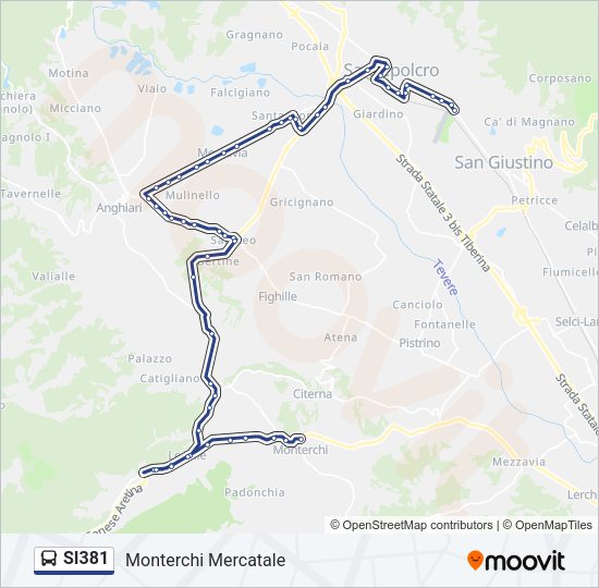 Percorso linea bus SI381